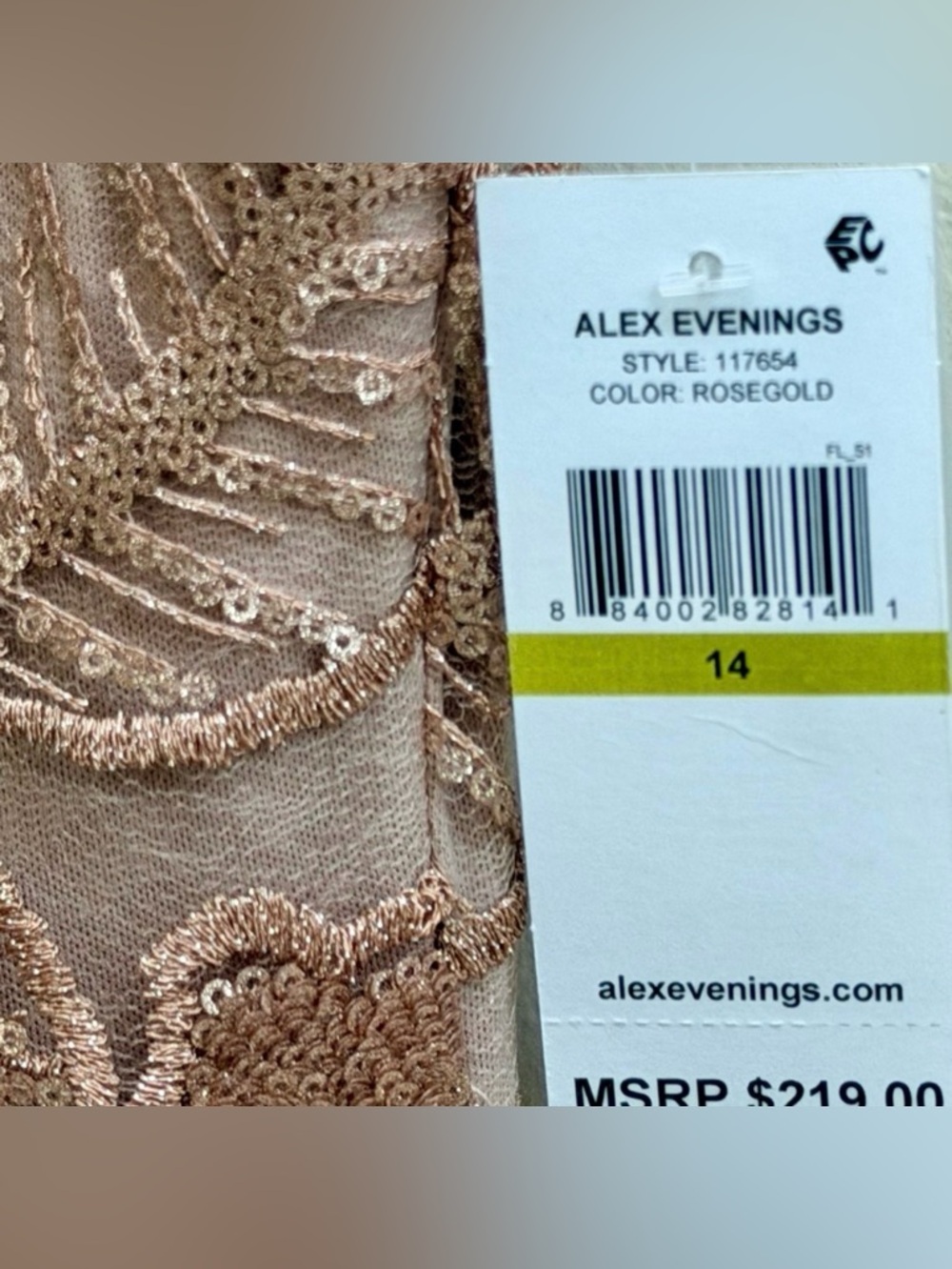 Alex Evenings Rose Gold Lace Sequin Midi Dress - Picture 2 of 15